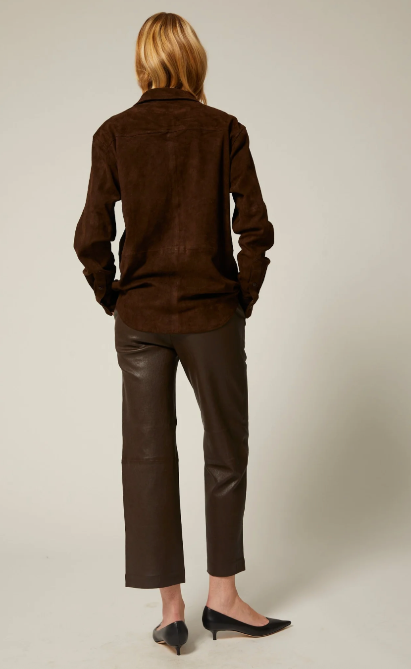 Leather Cropped Trousers in Americano
