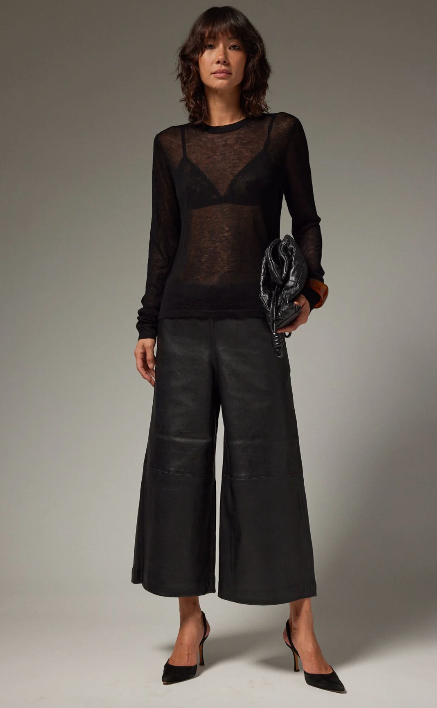 Leather Culotte in Black