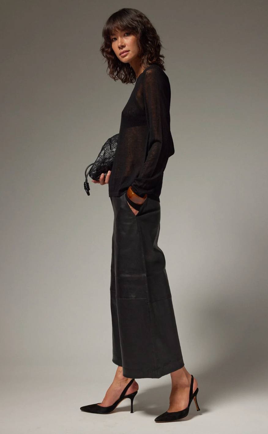 Leather Culotte in Black