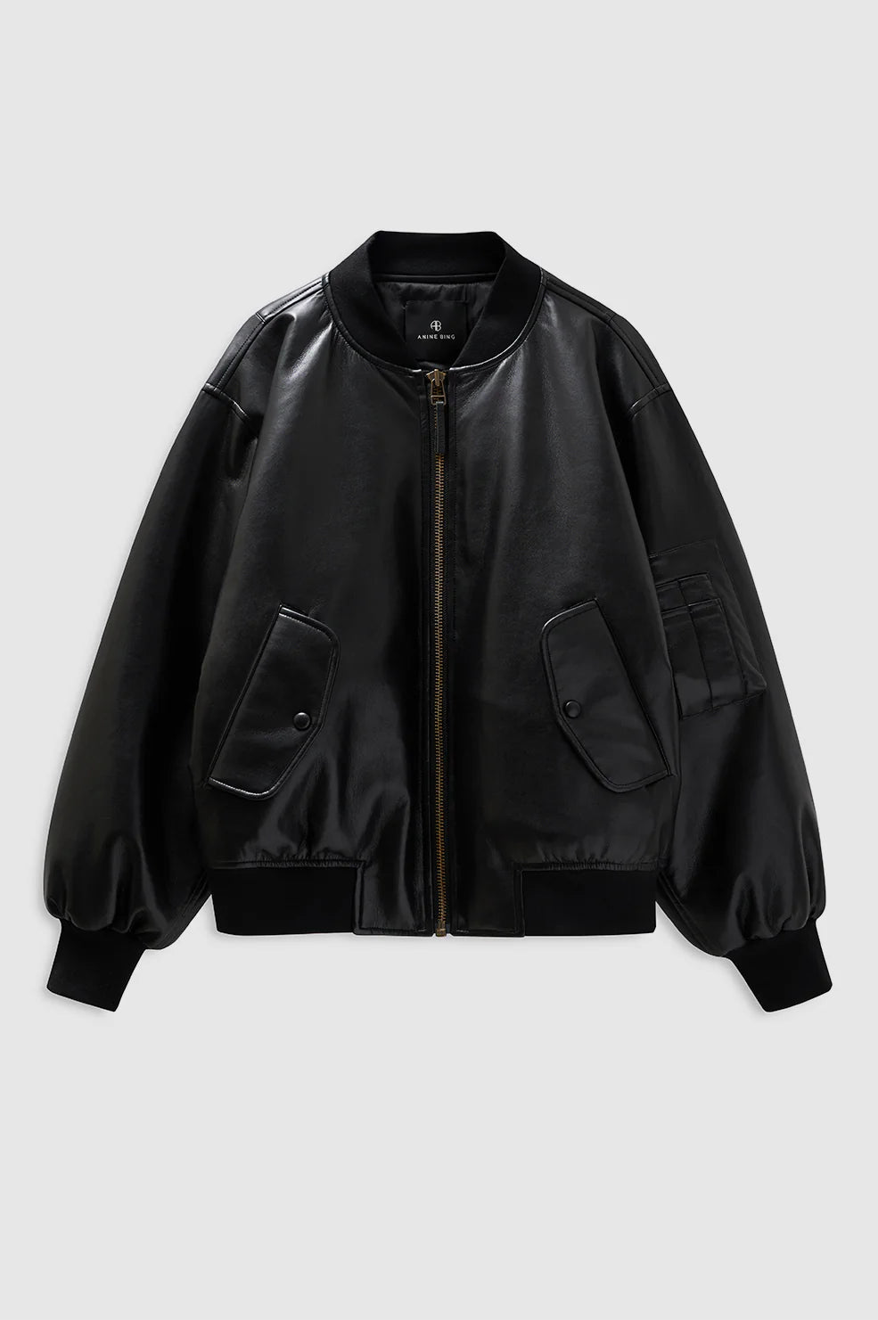 Leon Bomber in Black Recycled Leather