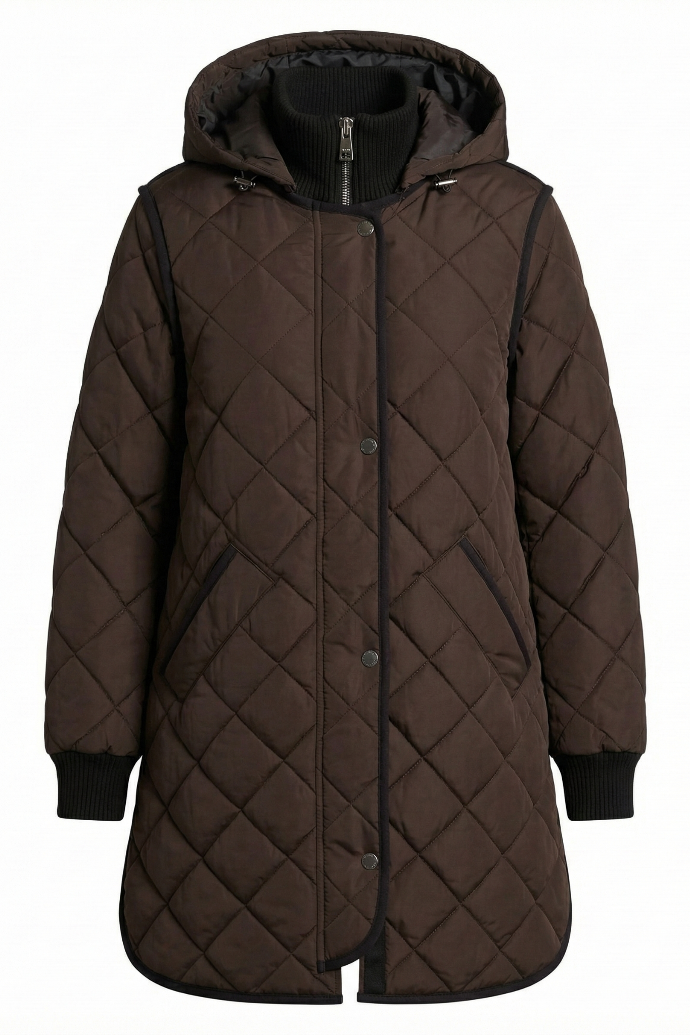 Libby Quilted Coat with Removable Hood in Chocolate Torte