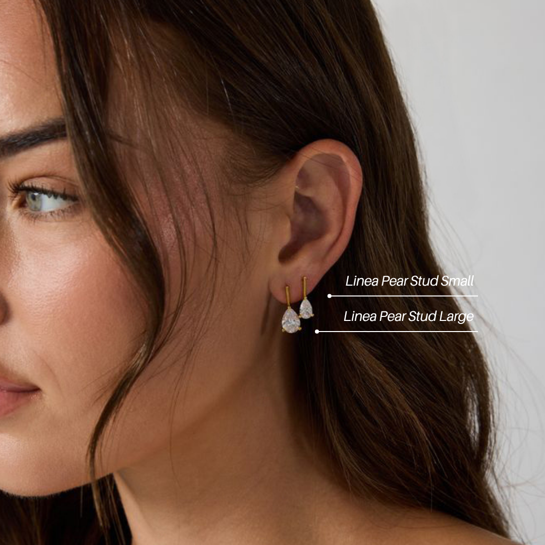 Linea Pear Stud in Gold | Small