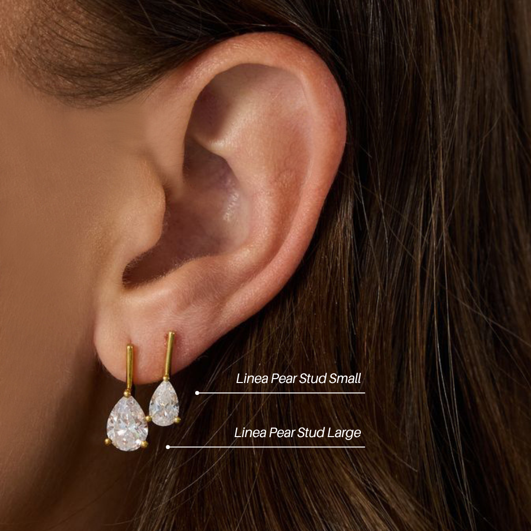 Linea Pear Stud in Gold | Large