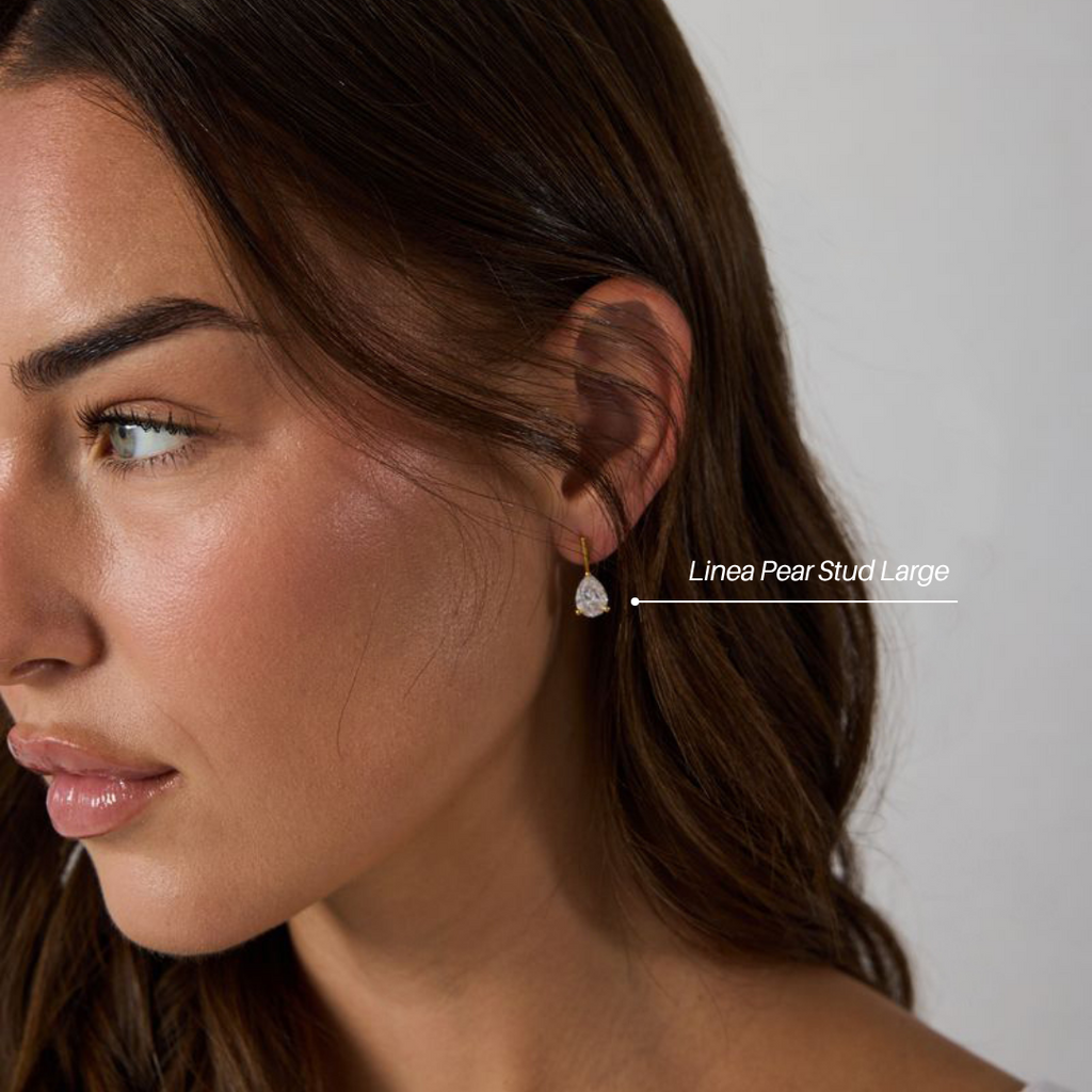 Linea Pear Stud in Sterling Silver | Large
