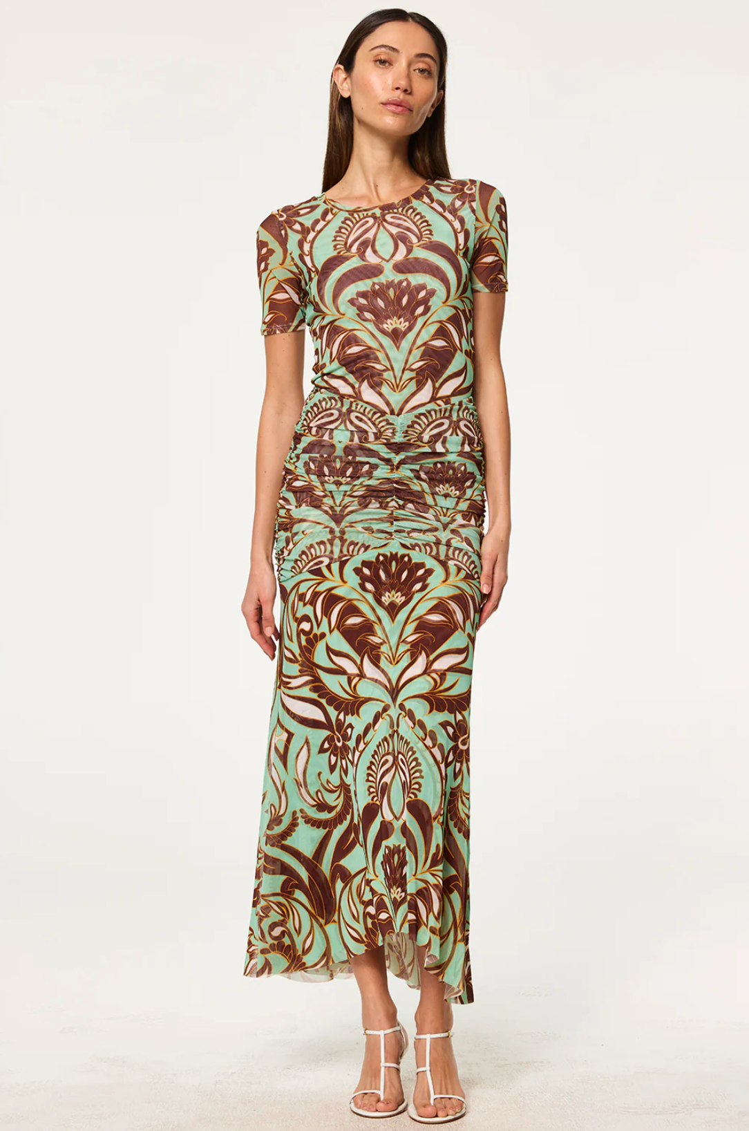 Amore Top in Brown Vintage Botanical Mesh