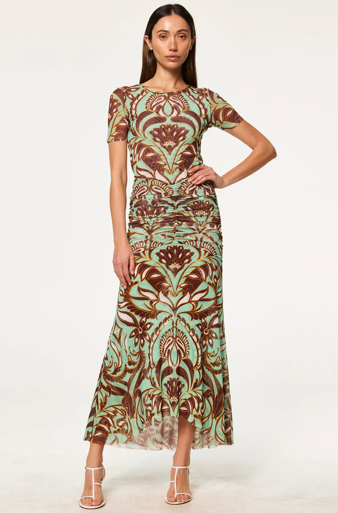 Amore Top in Brown Vintage Botanical Mesh