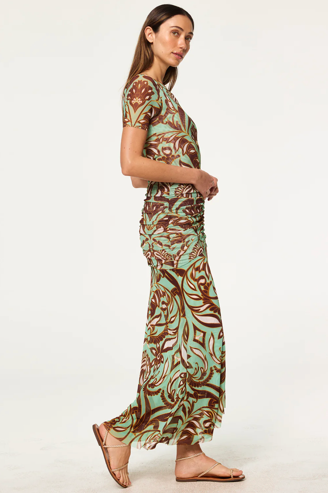 Amore Top in Brown Vintage Botanical Mesh