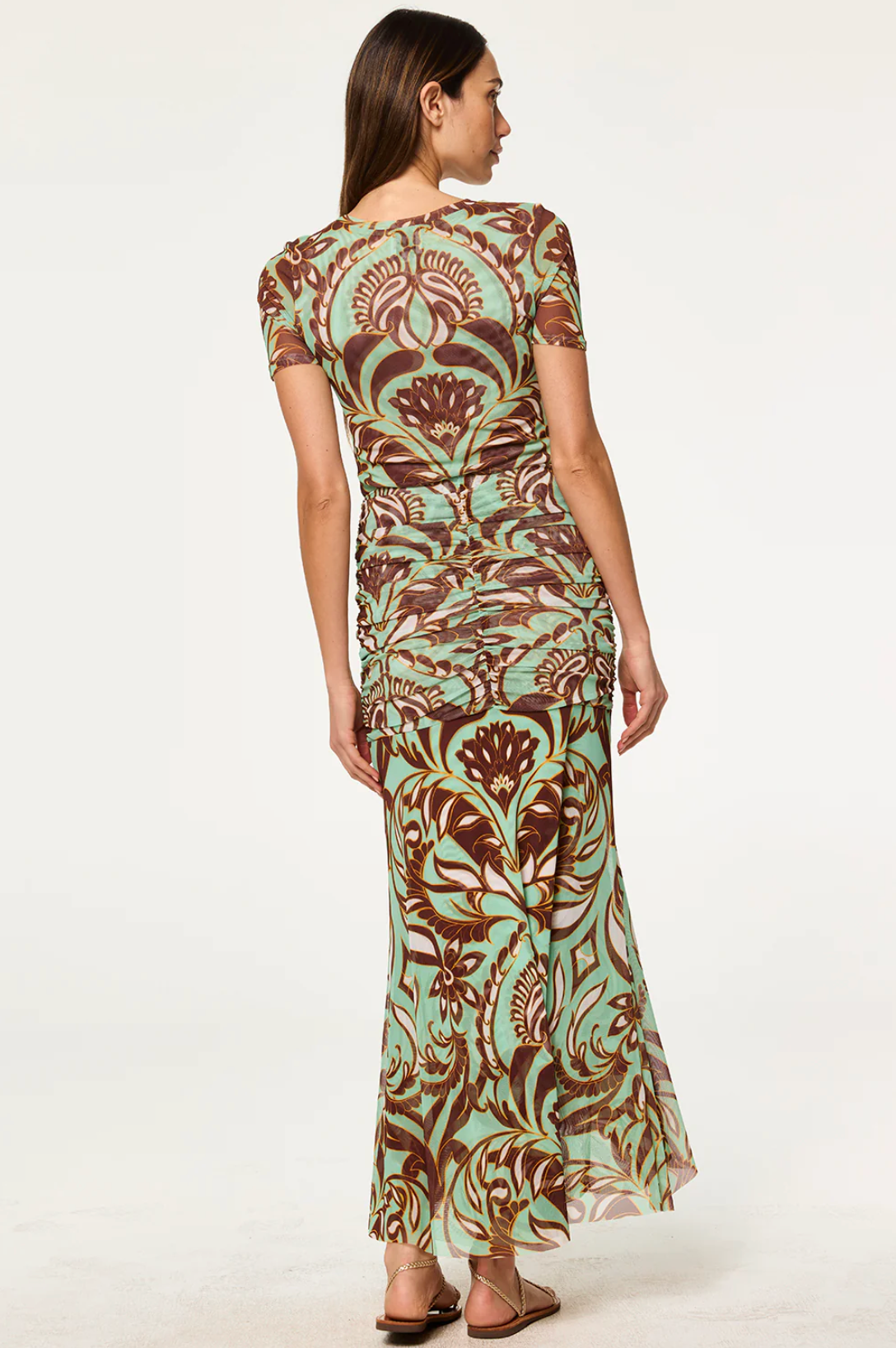 Amore Top in Brown Vintage Botanical Mesh