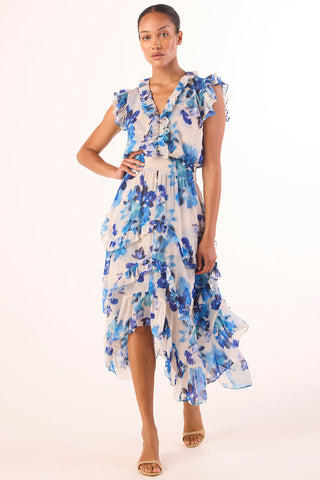 Dakota Dress in Blurred Bouquet Chiffon