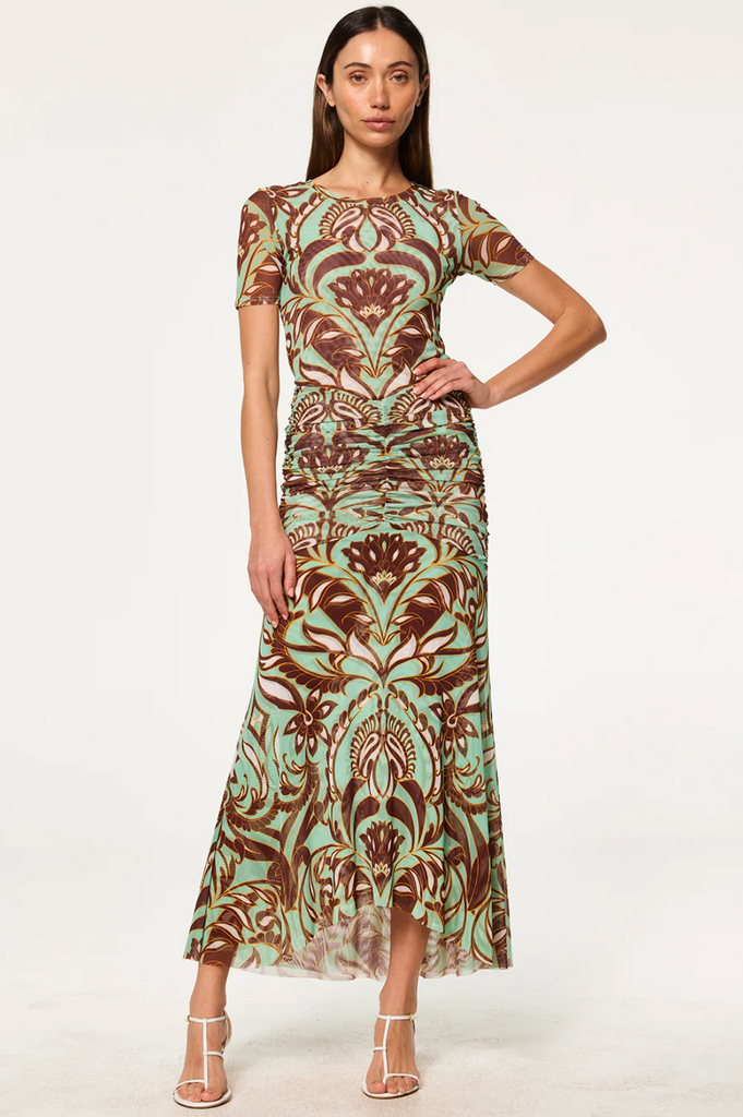 Ollie Skirt in Brown Vintage Botanical Mesh