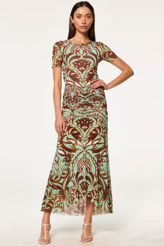 Ollie Skirt in Brown Vintage Botanical Mesh