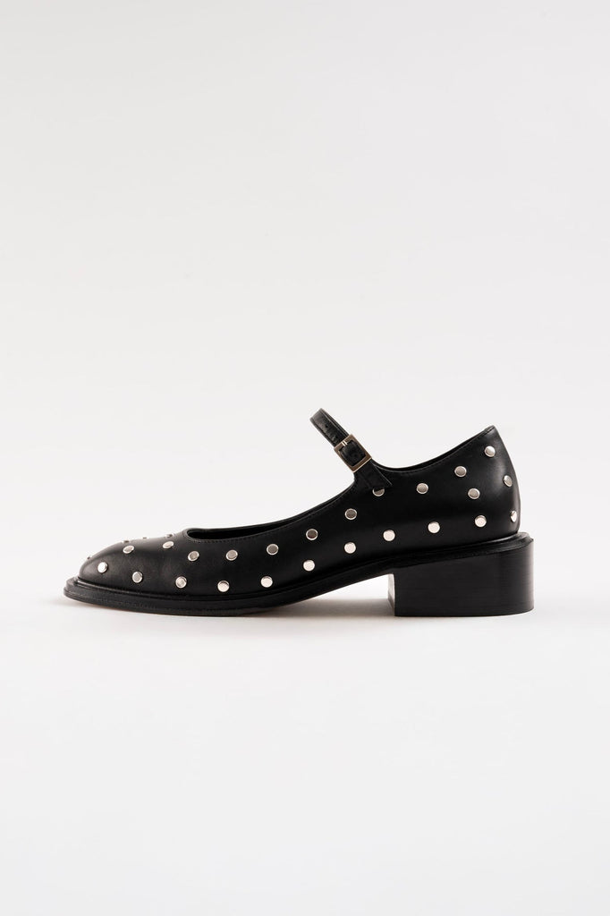 Penelope Black Leather with Stud Babies