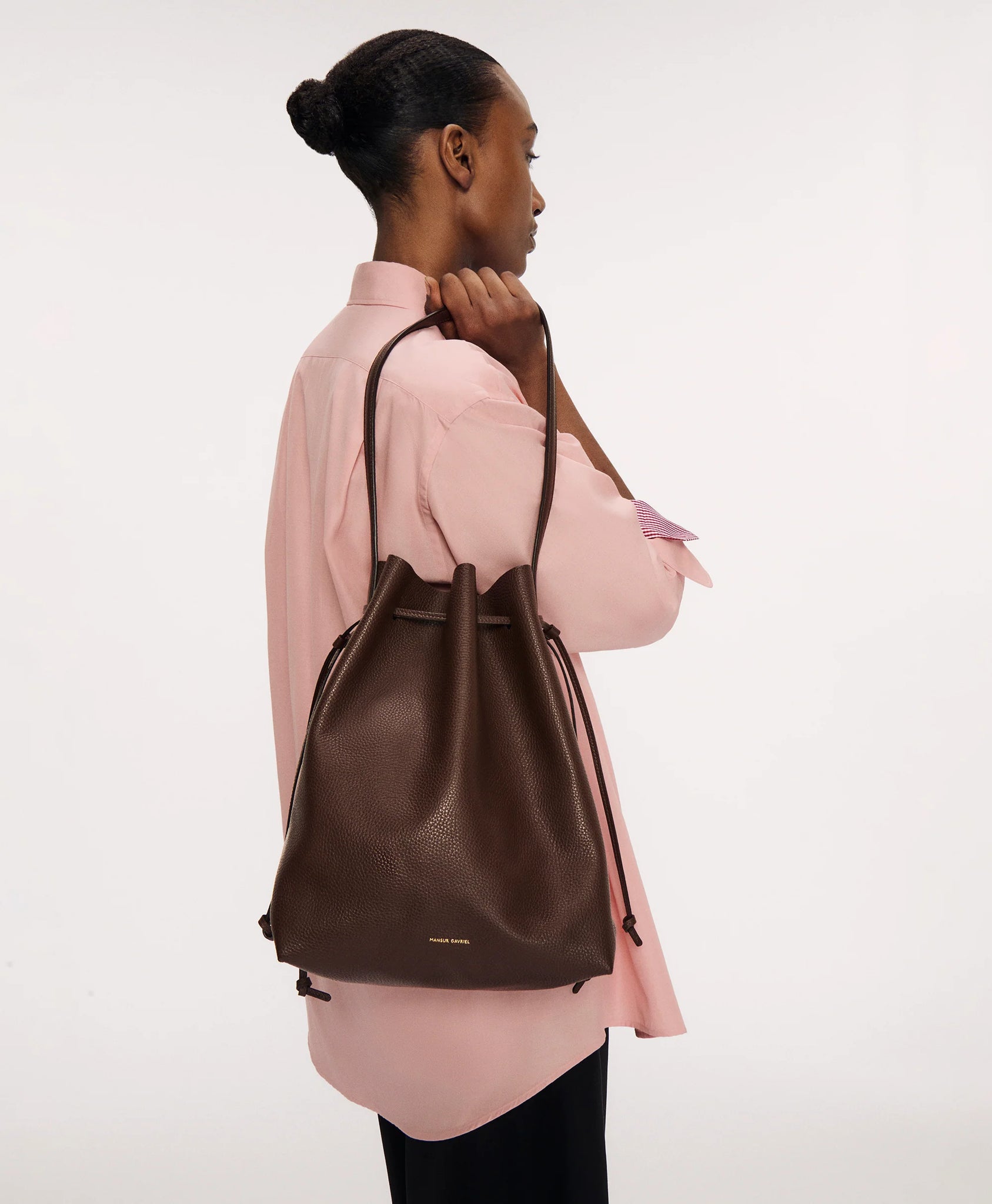 Drawstring Cabas in Oxblood