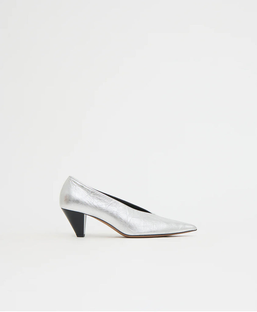 Kiki Heel in Crinkled Silver