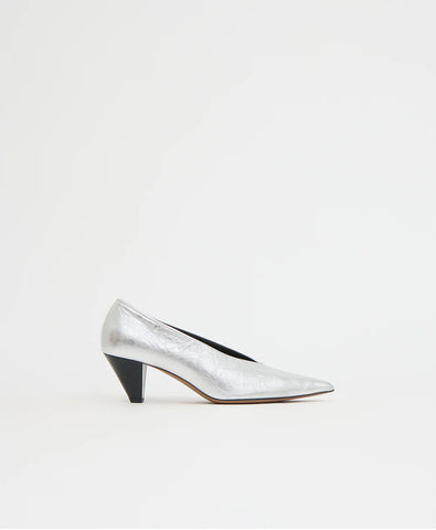 Kiki Heel in Crinkled Silver