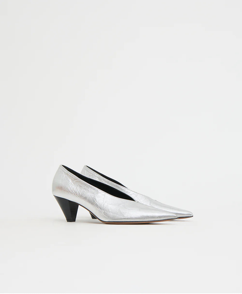 Kiki Heel in Crinkled Silver