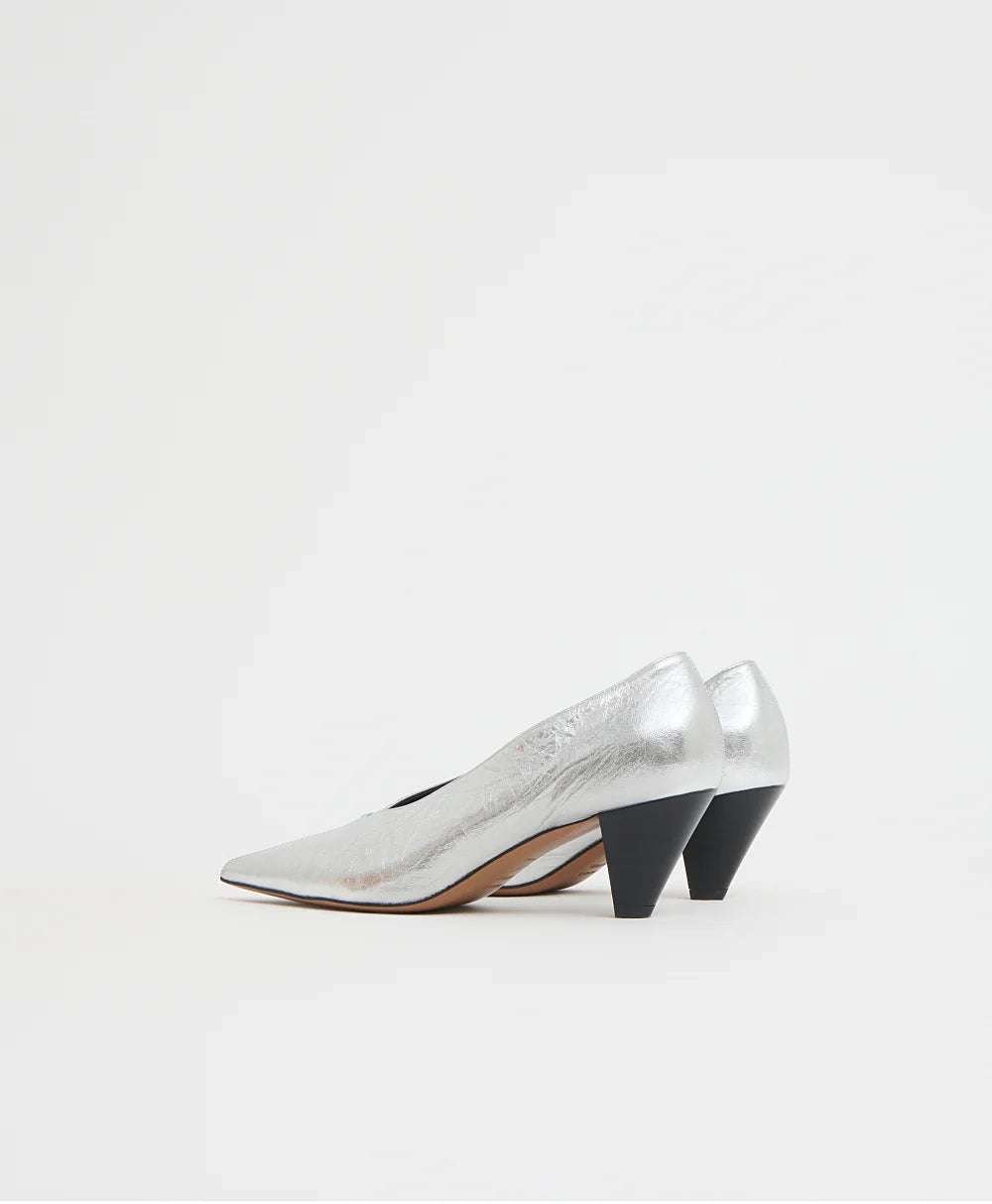 Kiki Heel in Crinkled Silver