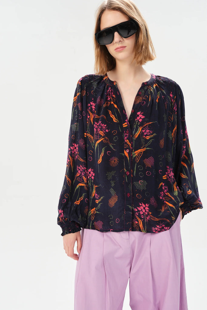Arrecifes Julieta Blouse in Navy