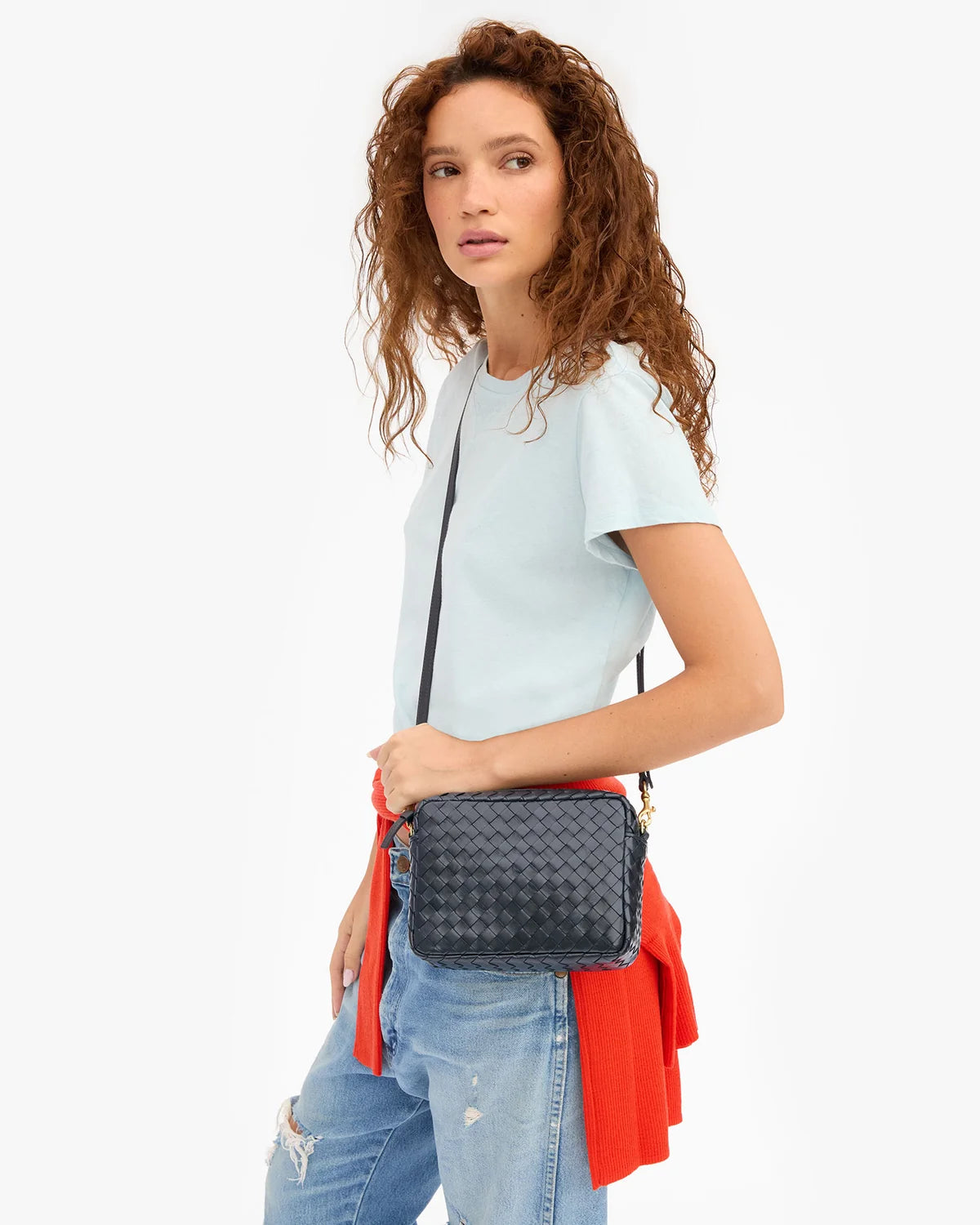 Midi Sac w/ Pocket in Twilight Navy Diagonal Woven