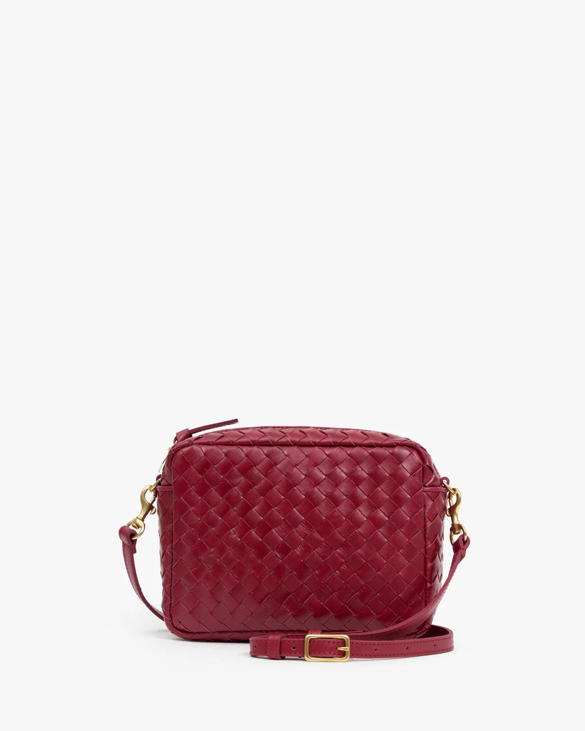 Midi Sac with Pocket in Garnet Diagonal Woven