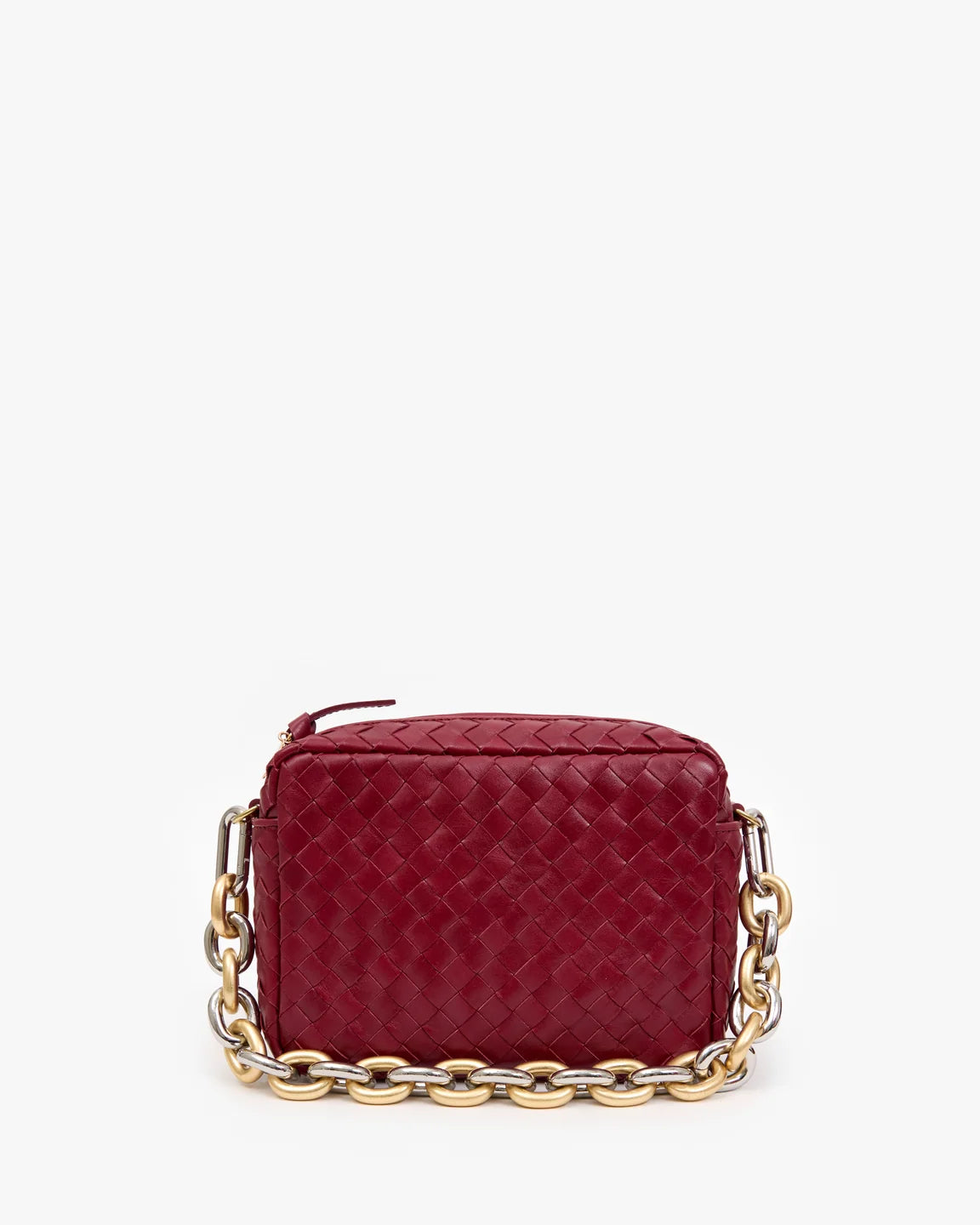 Midi Sac with Pocket in Garnet Diagonal Woven