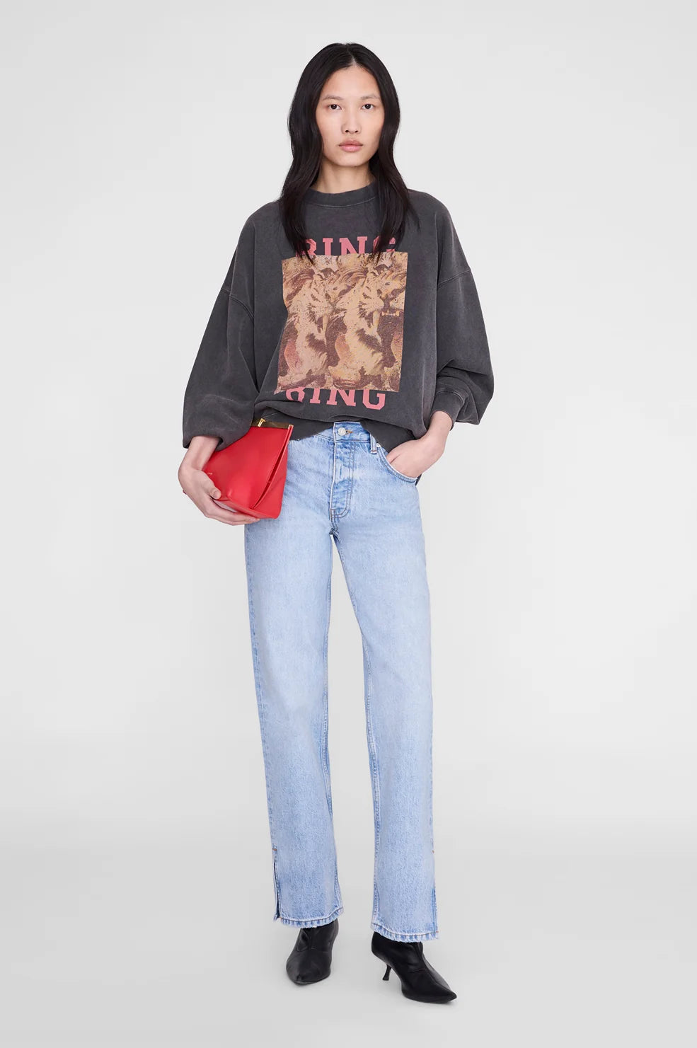 Miles Sweatshirt Tiger Bing in Washed Black