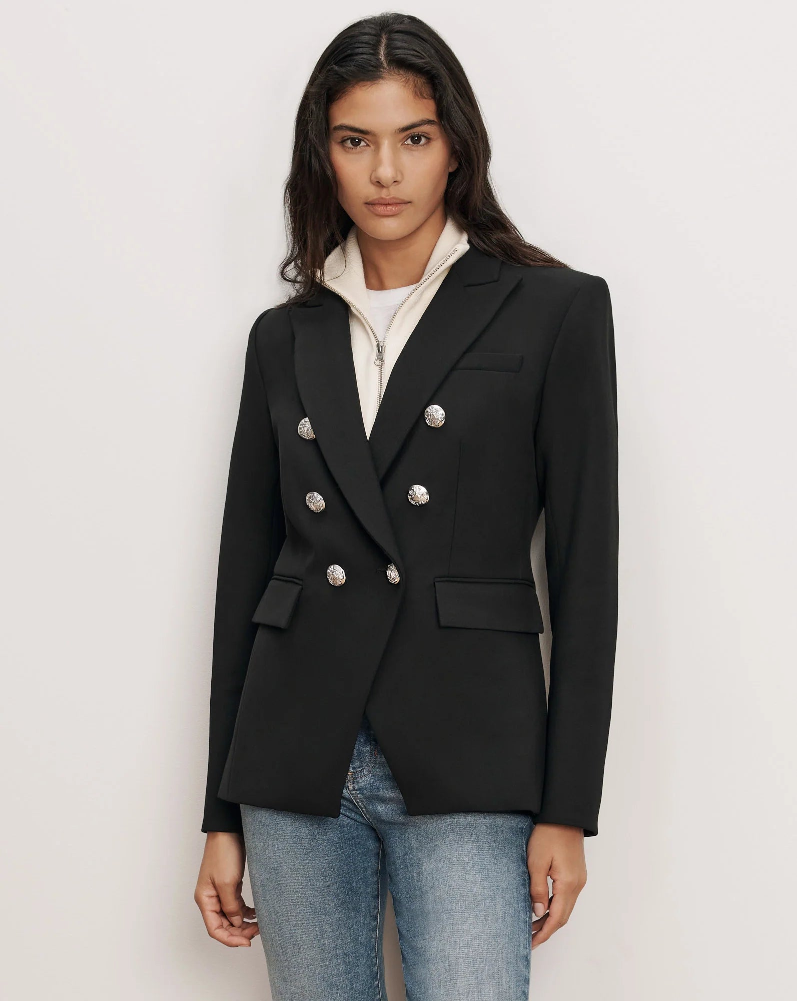 Miller Dickey Jacket in Black Silver Buttons