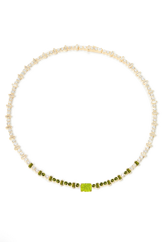 Milo Tennis Necklace in Gold and Peridot Crystals