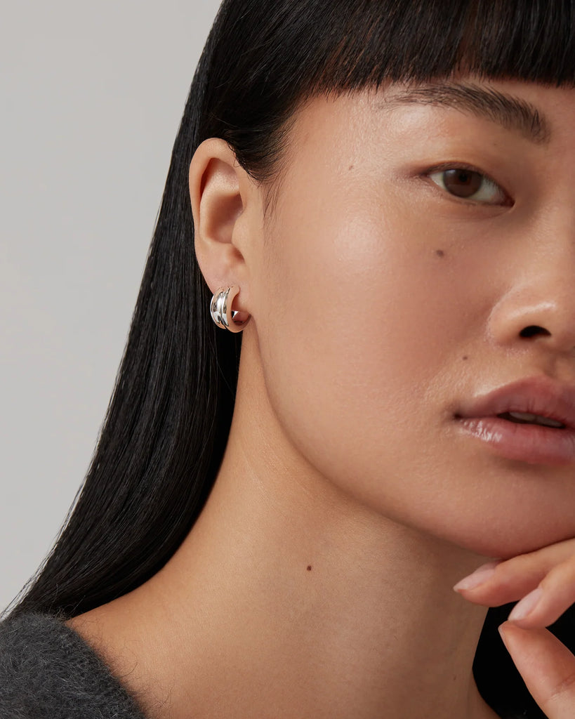 Mini Lennon Hoops in Siver