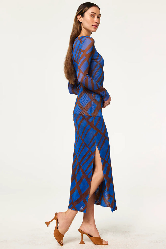 Aisha Skirt in Blue/Brown Matrix Mesh