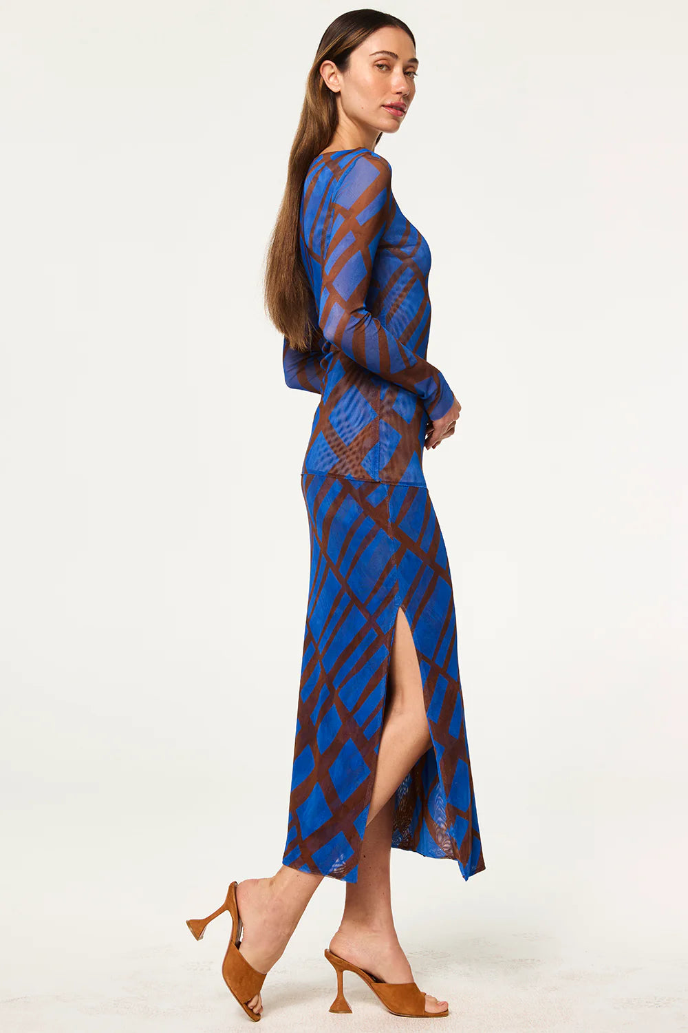 Aisha Skirt in Blue/Brown Matrix Mesh