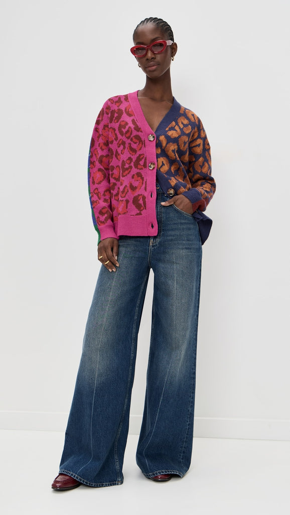 Mixed Ikat Leopard Cardigan