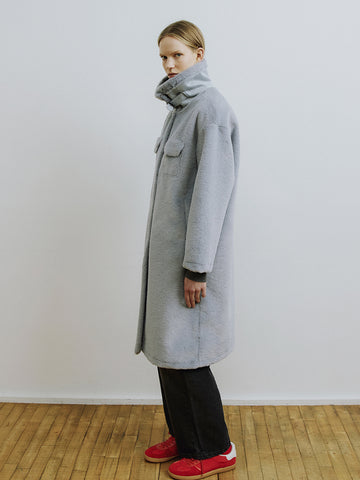 Coco Shearling Coat in Steel