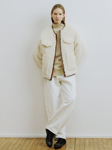 Moe Reversible Sherpa Jacket in Ivory