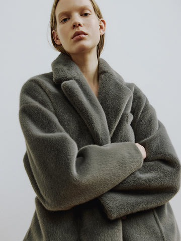 Moli Faux Fur Jacket in Dark Grey