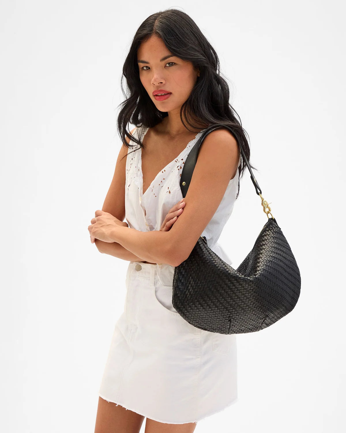 Moyen Messenger in Black Woven Zig-Zag