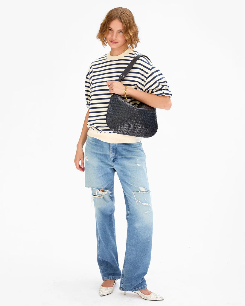 Moyen Messenger in Twilight Navy Diagonal Woven