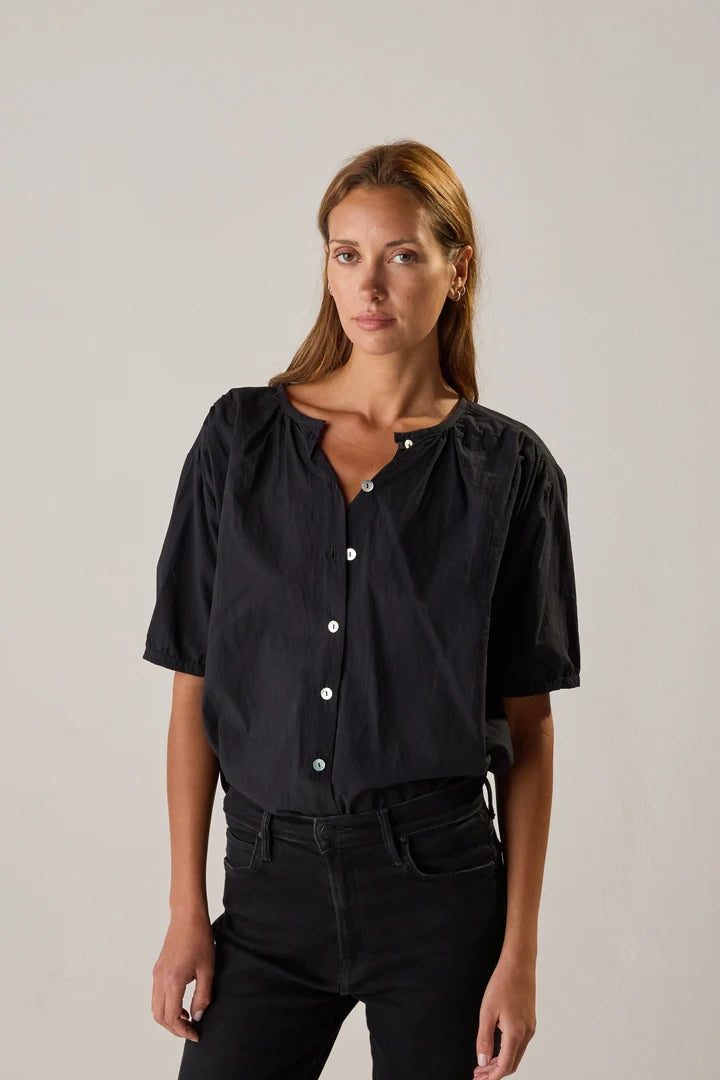Violet Top in Black Cotton