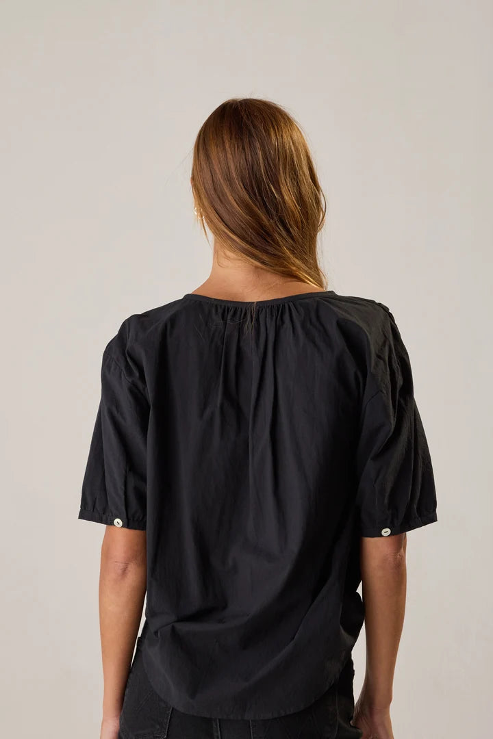 Violet Top in Black Cotton