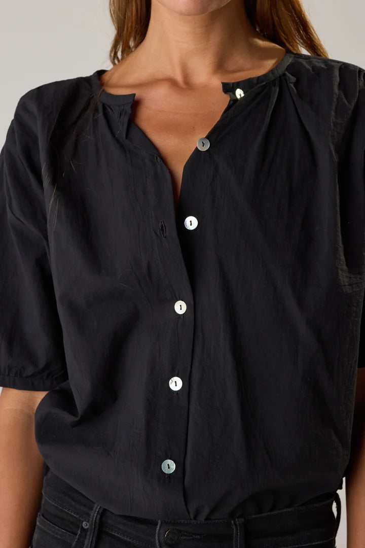 Violet Top in Black Cotton