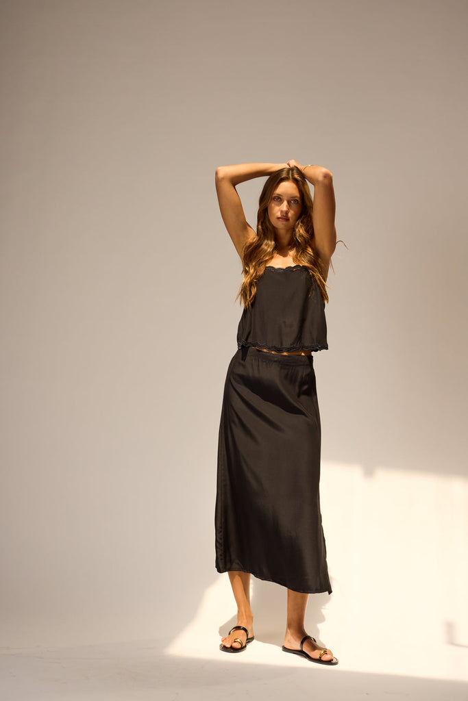Fern Cami in Black Silk