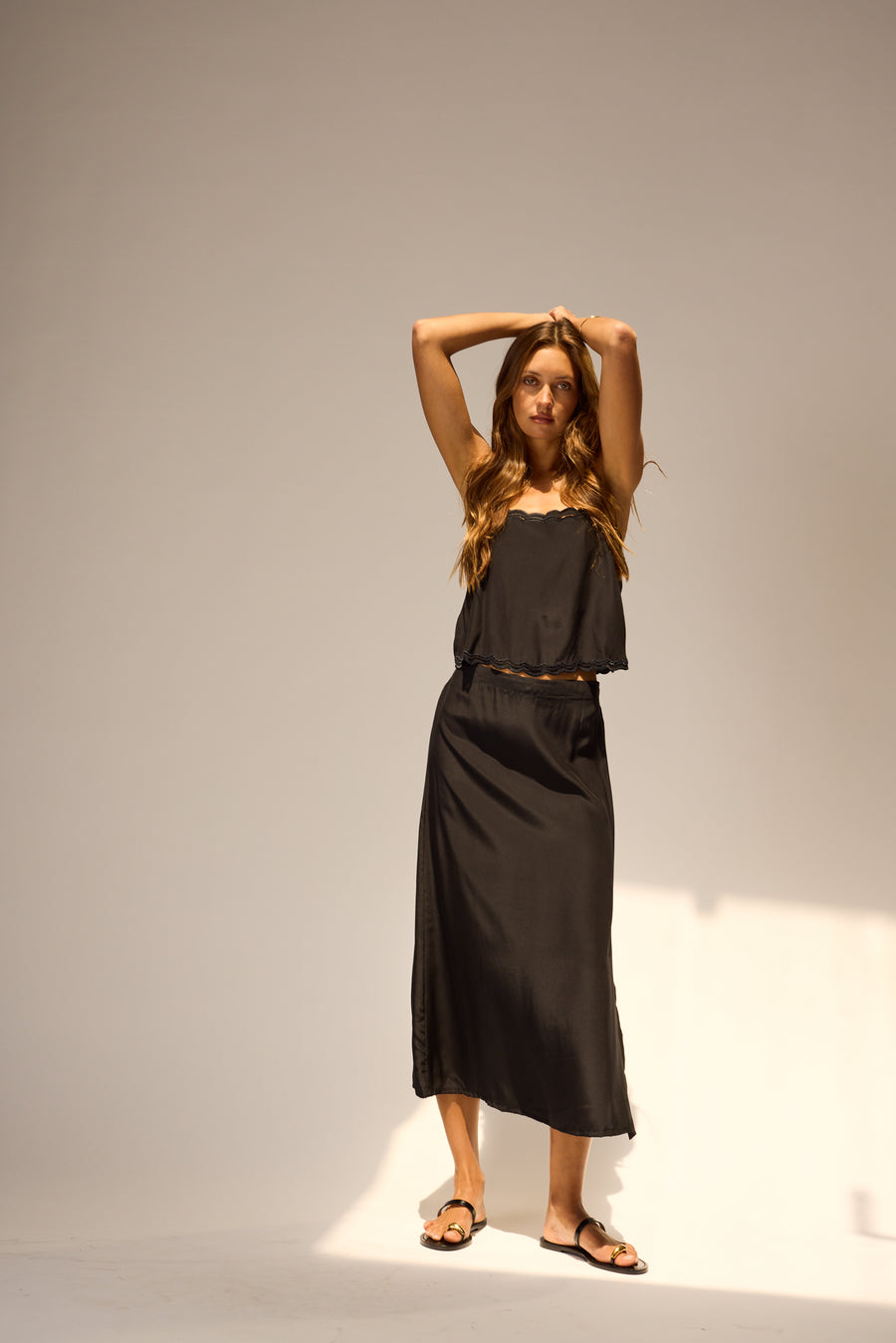 Fern Cami in Black Silk