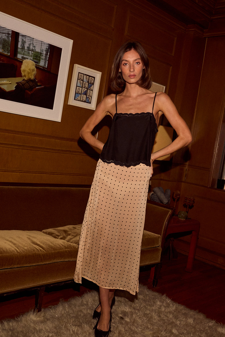 Fern Cami in Black Silk