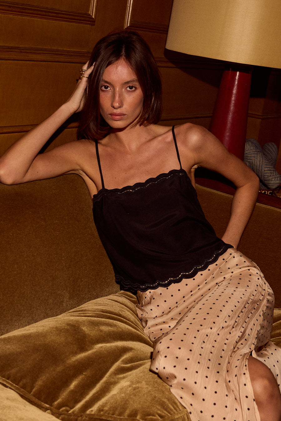 Fern Cami in Black Silk