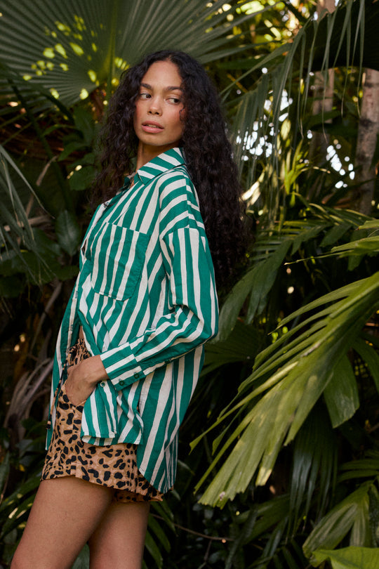 Jennifer Shirt in Batik Stripe Lawn