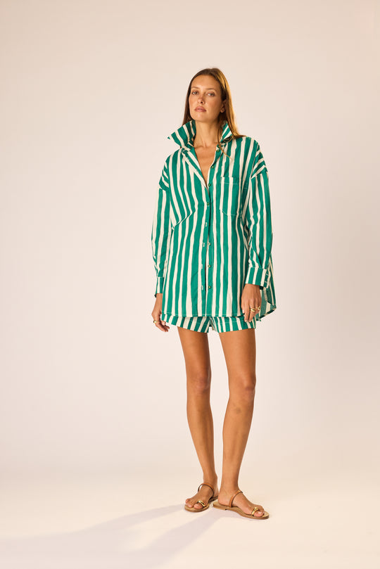 Jennifer Shirt in Batik Stripe Lawn