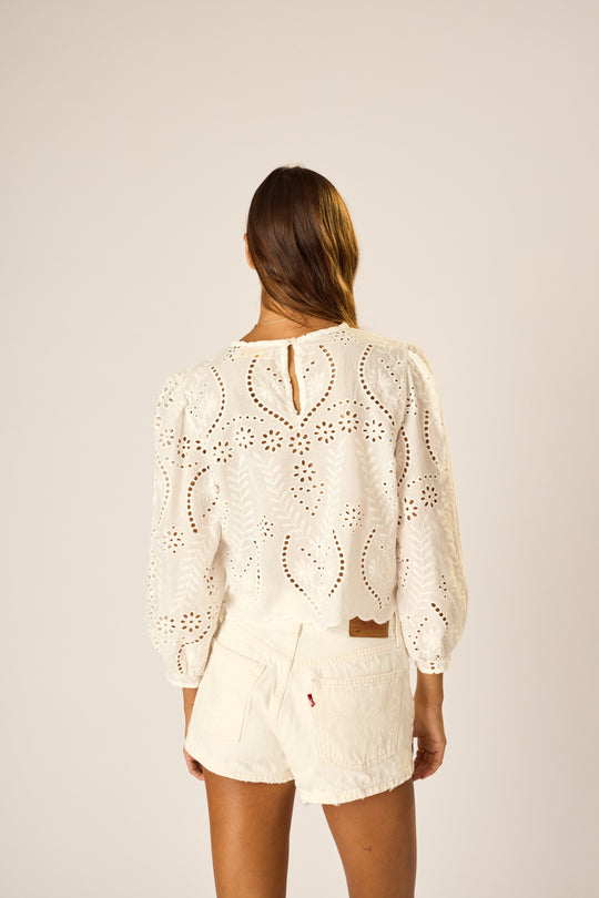 Lisa Top in Athena Embroidery Salt