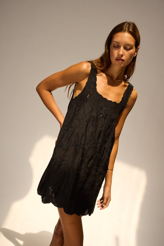 Nadia Dress in Black Silk