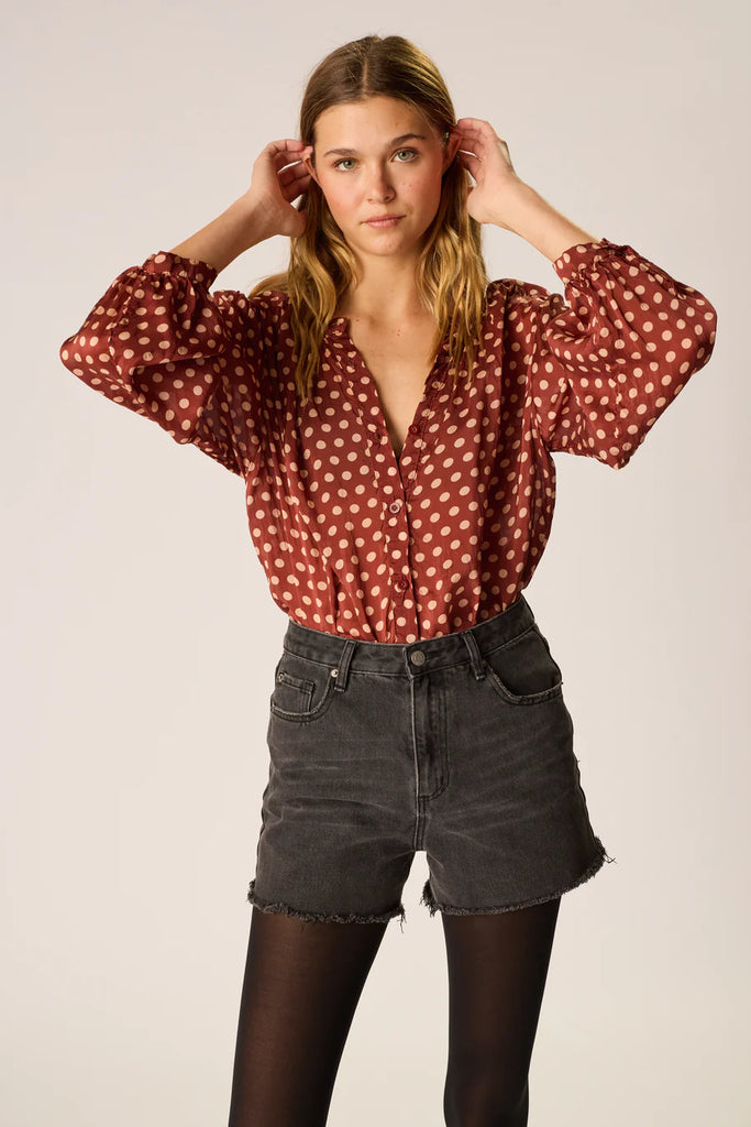 Tolan Shirt in Polka Dot Cappuccino