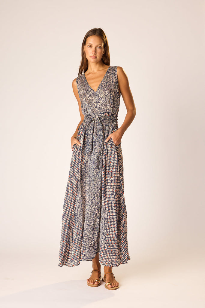 Tova Maxi with Sash Belt in Delphi Ink